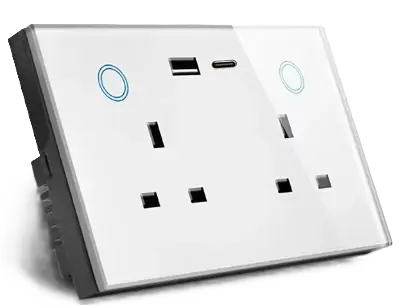 Smart Wall Socket Crystal Glass Panel With USB