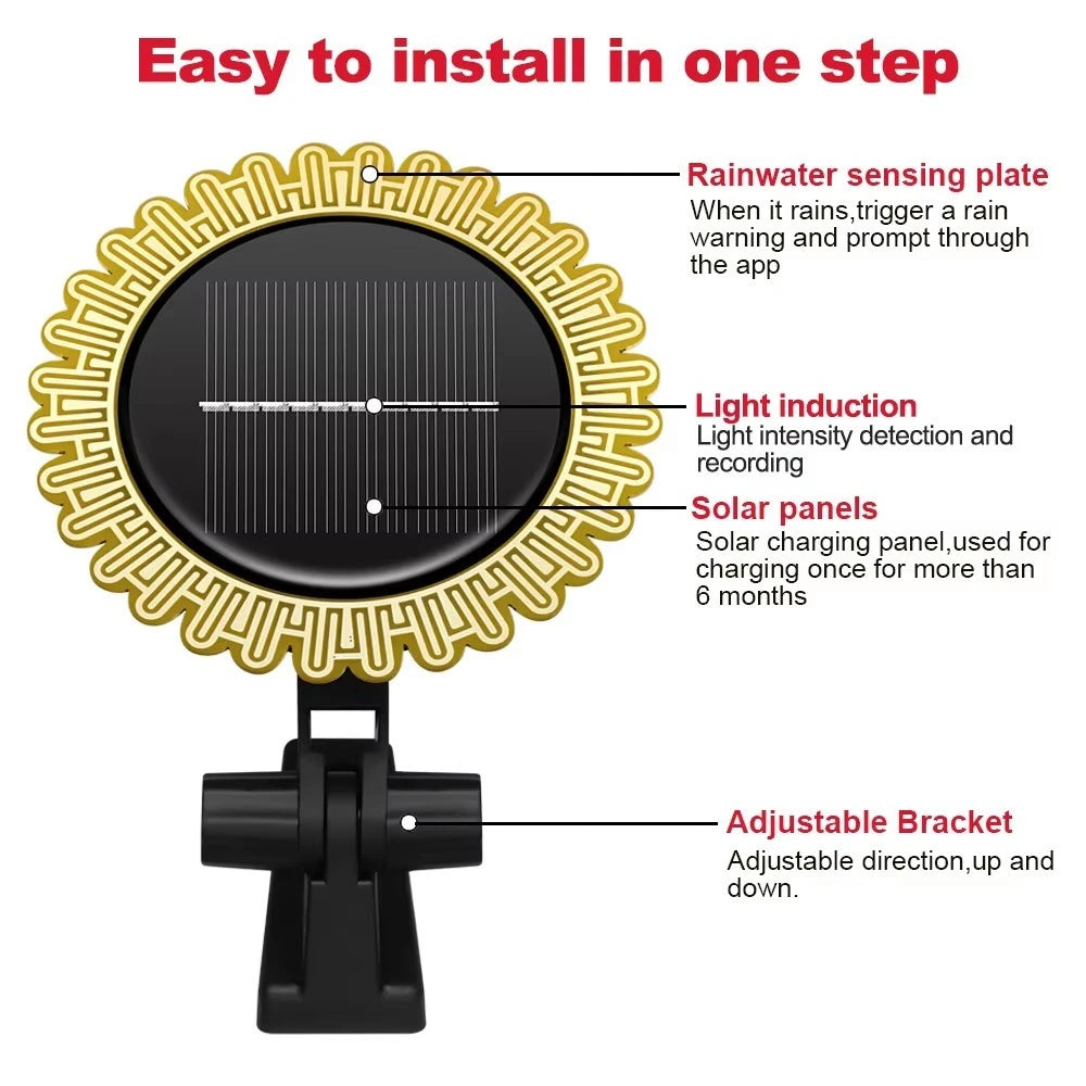Features of the Solar Sunlight Rain 2-in-1 Sensor Rain Sensing, Light Induction, Solar Charging, and Adjustable Bracket