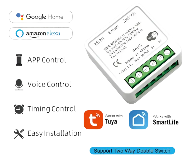 Smart Mini Switch – Compact Home Automation for Alexa & Google Assistant