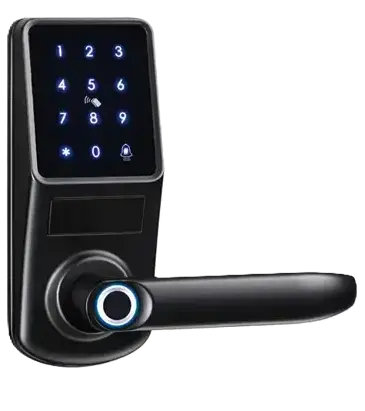 Switch wave Door lock  touch keypad cardsensing area bell usb charging port mechanical key hole fingerprint reader battery voice speaker anti lock button